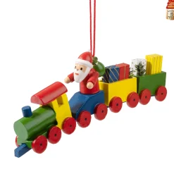 * Wood Tree Decorations|Santa On Train