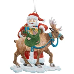 * Pewter Tree Decorations|Santa With Reindeer