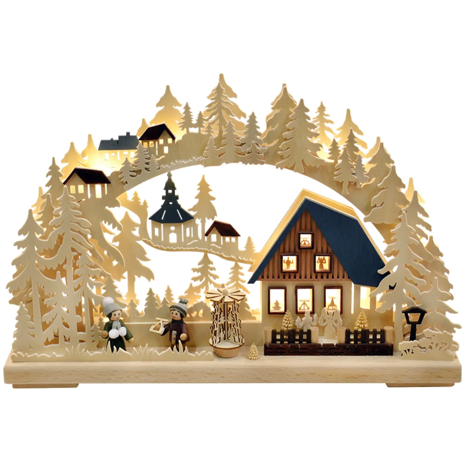 RATAGS Holzdesign Schwibbogen|Schwibbogen "Christmas In Seiffen", 115V With Usb A Port