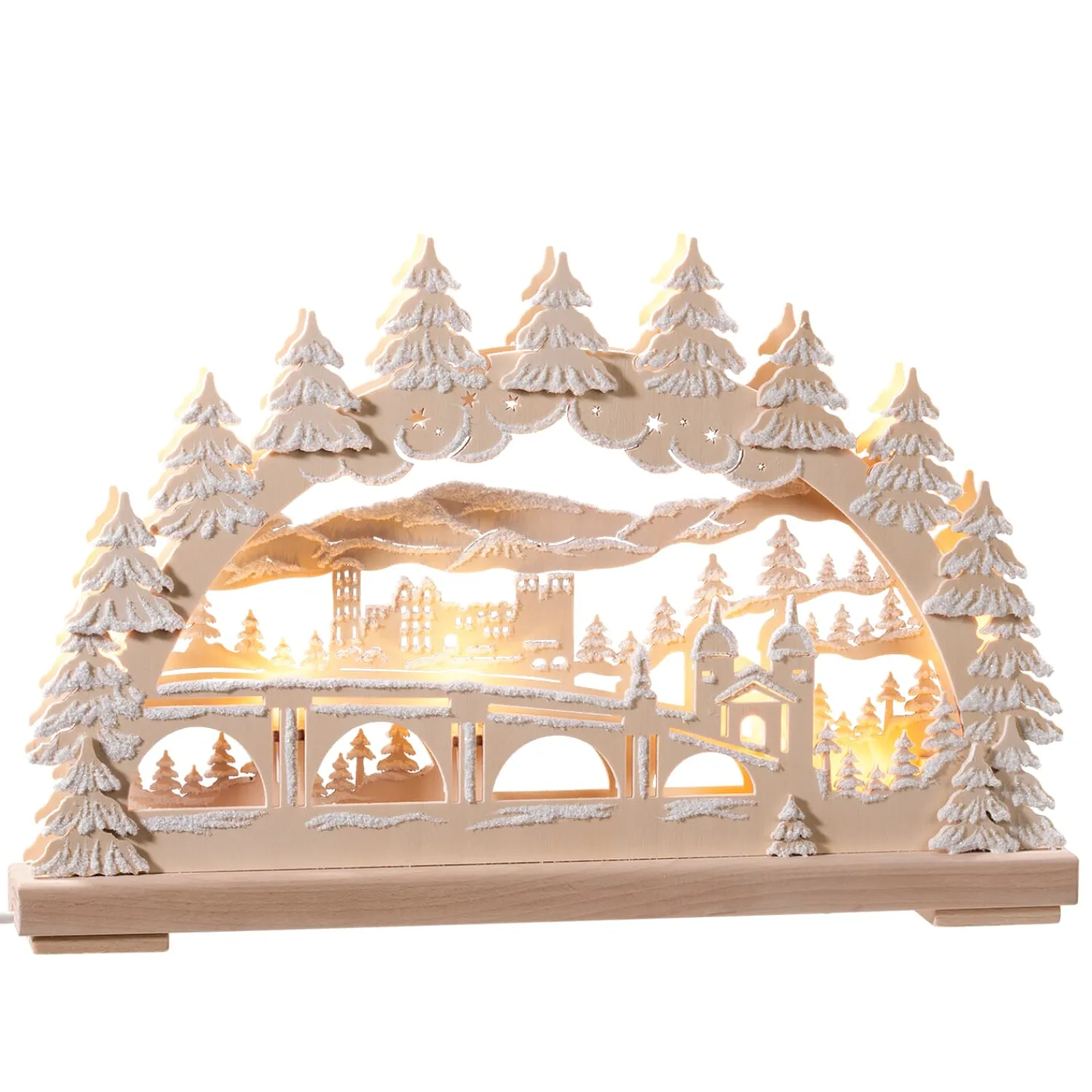 RATAGS Holzdesign Schwibbogen|Schwibbogen "Heidelberg In Winter", 230 V With Usb A Port