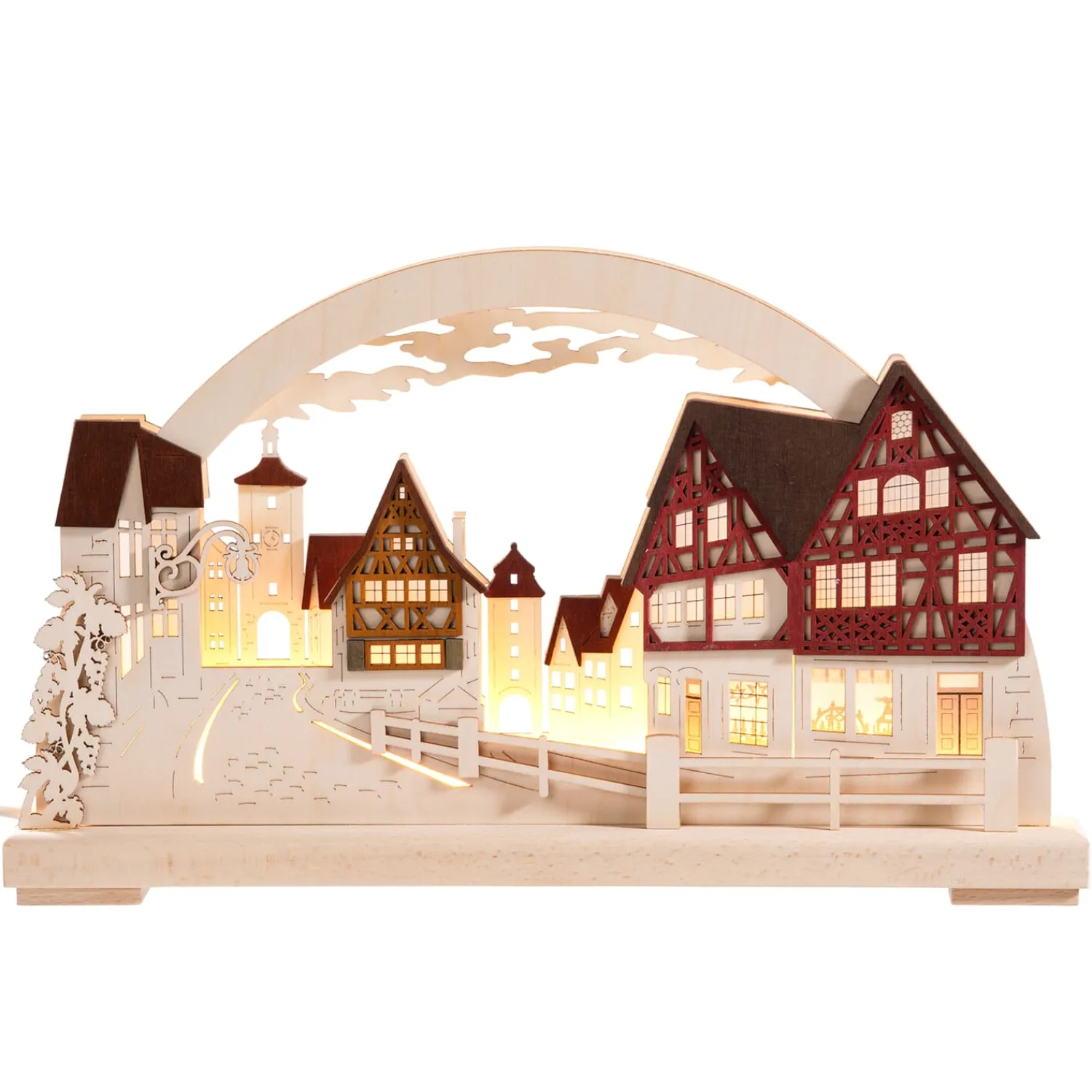 RATAGS Holzdesign Rothenburg Souvenirs|Schwibbogen "Rothenburg Plonlein" 230V With Usb A Port