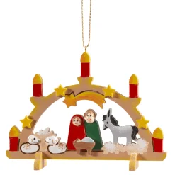 * Wood Tree Decorations|Schwibbogen With Holy Family
