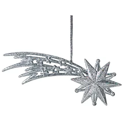 * Plastic Tree Decorations|Shooting Star With Silver Glitter