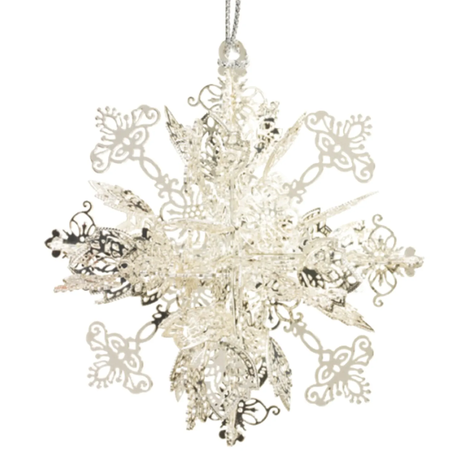 * Brass Tree Decorations|Snowflake, Silver-Plated