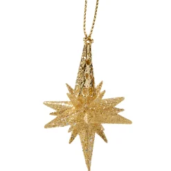 * Plastic Tree Decorations|Star With Glitter, Gold, 6 Cm