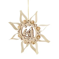 * Wood Tree Decorations|Star With Holy Family