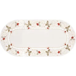 * Table Decorations|Table Runner "Christmas Rose White" 25X58Cm
