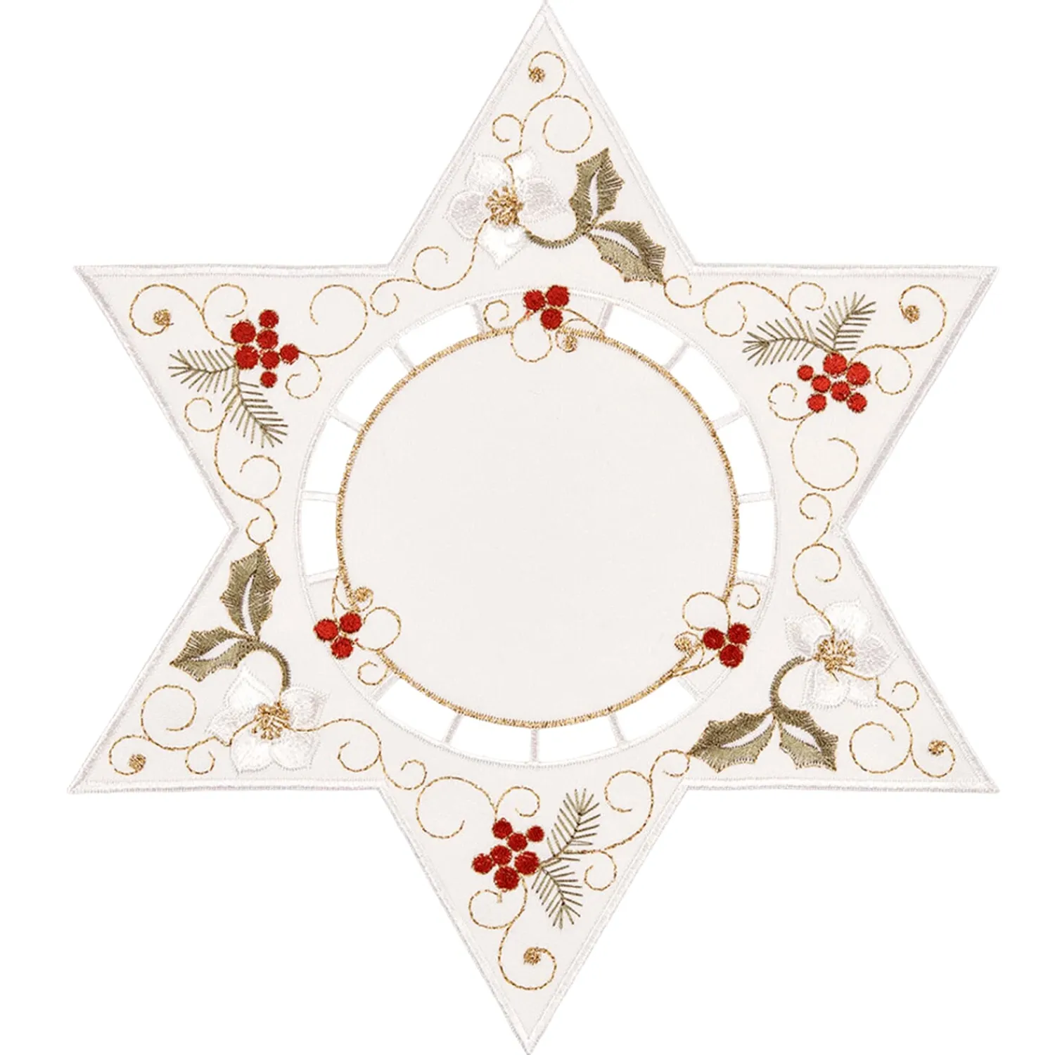 * Table Decorations|Tablecloth "Christmas Rose White", 25Cm
