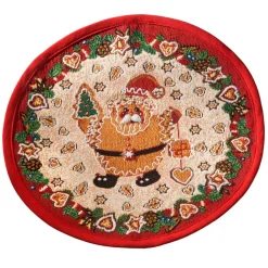 * Table Decorations|Tablecloth "Gingerbread" With Santa R 12.6 Inch