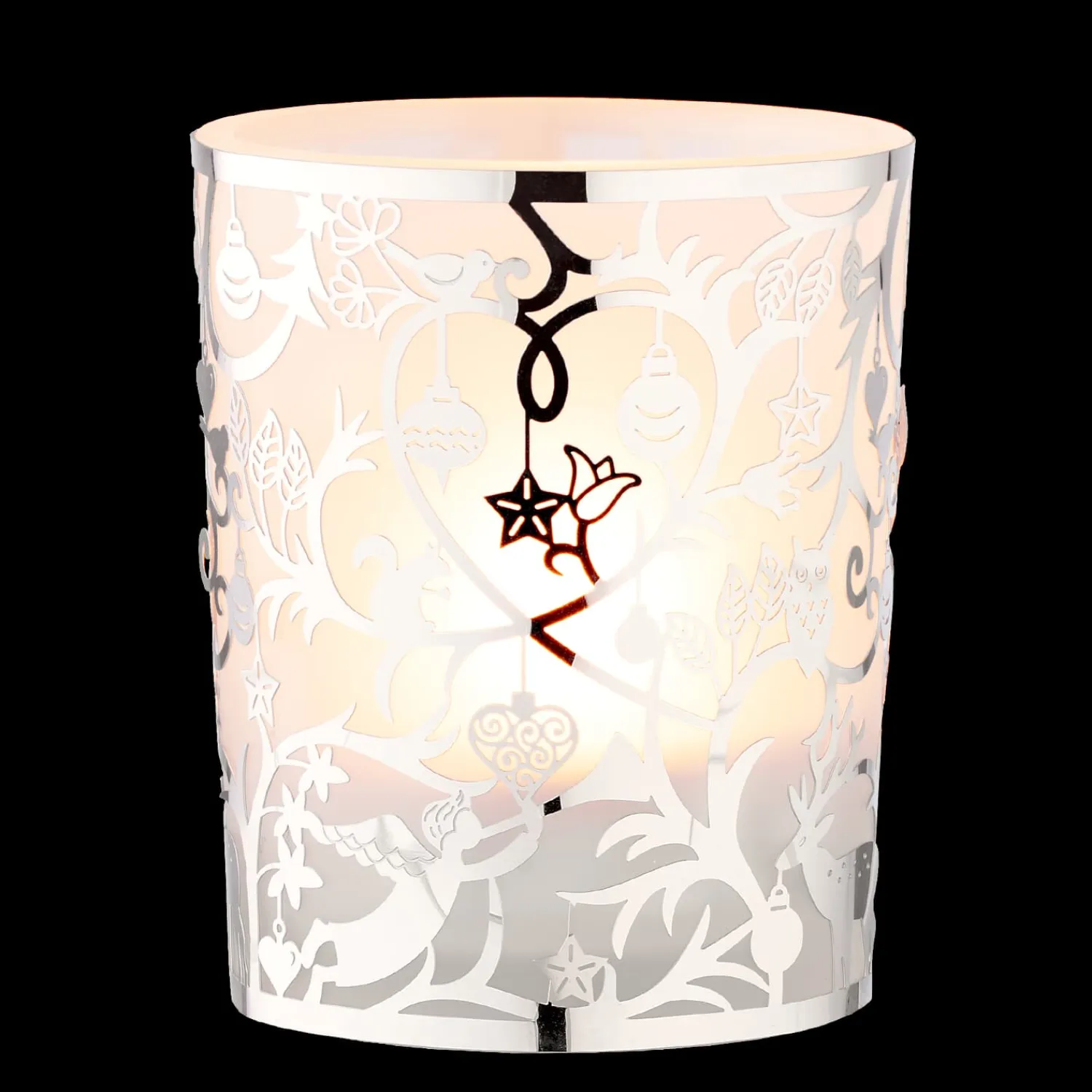 * Candle- & Tealight Holders|Tealight Glass "Christmas In The Forest", Silver