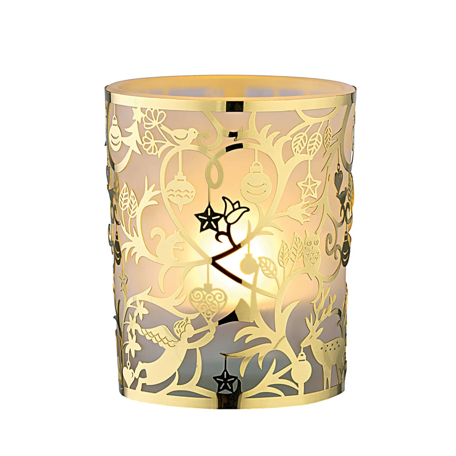 * Candle- & Tealight Holders|Tealight Glass "Christmas In The Forest" Gold