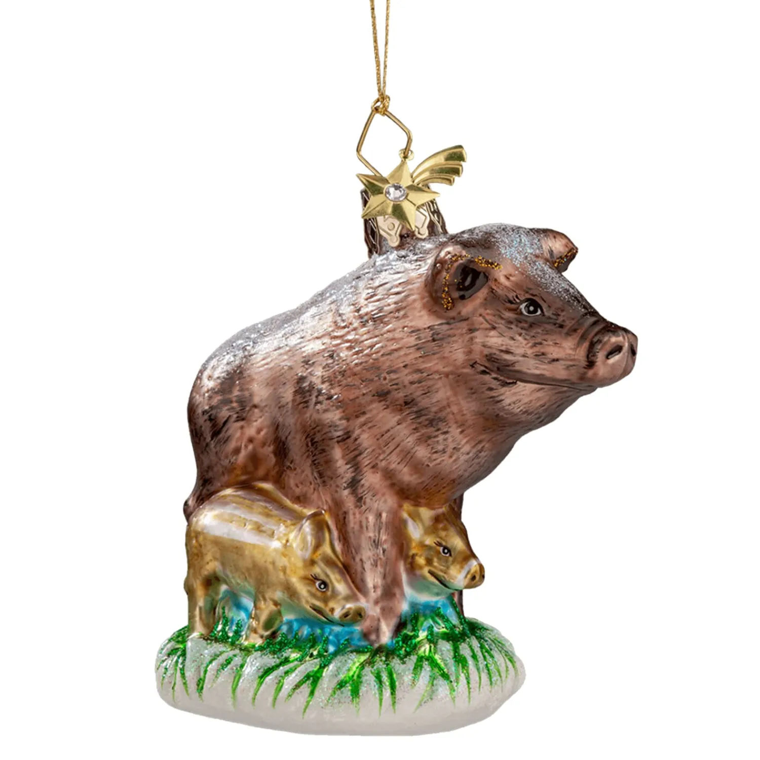 Poesie in Glas Glass Tree Decorations|Wild Boar Family