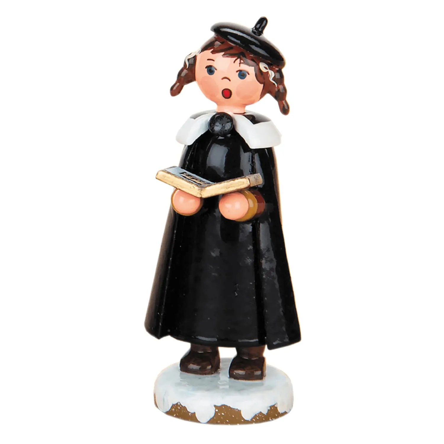 Hubrig Volkskunst Hubrig Miniatures|Winter Children Carol Singer With Braids And Book