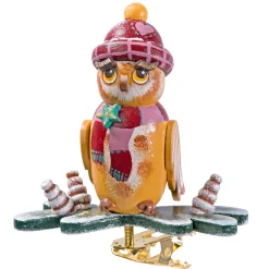 * Wood Tree Decorations|Winter Owl With Clip
