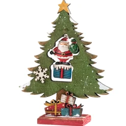 * Decorative Figurines|Wooden Tree With Santa Ornament